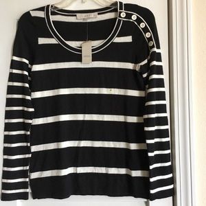 Loft Women’s Shoulder Button Striped Sweater SZ SP